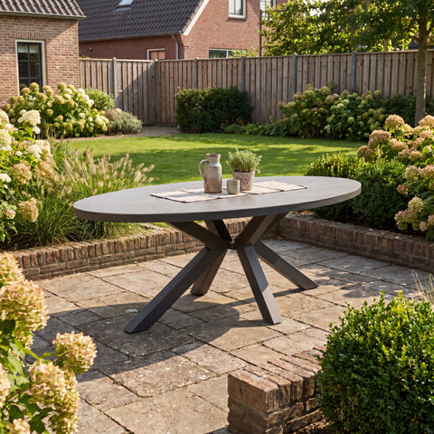 Akron Ovaler Gartentisch | Aluminium - Keramikplatte