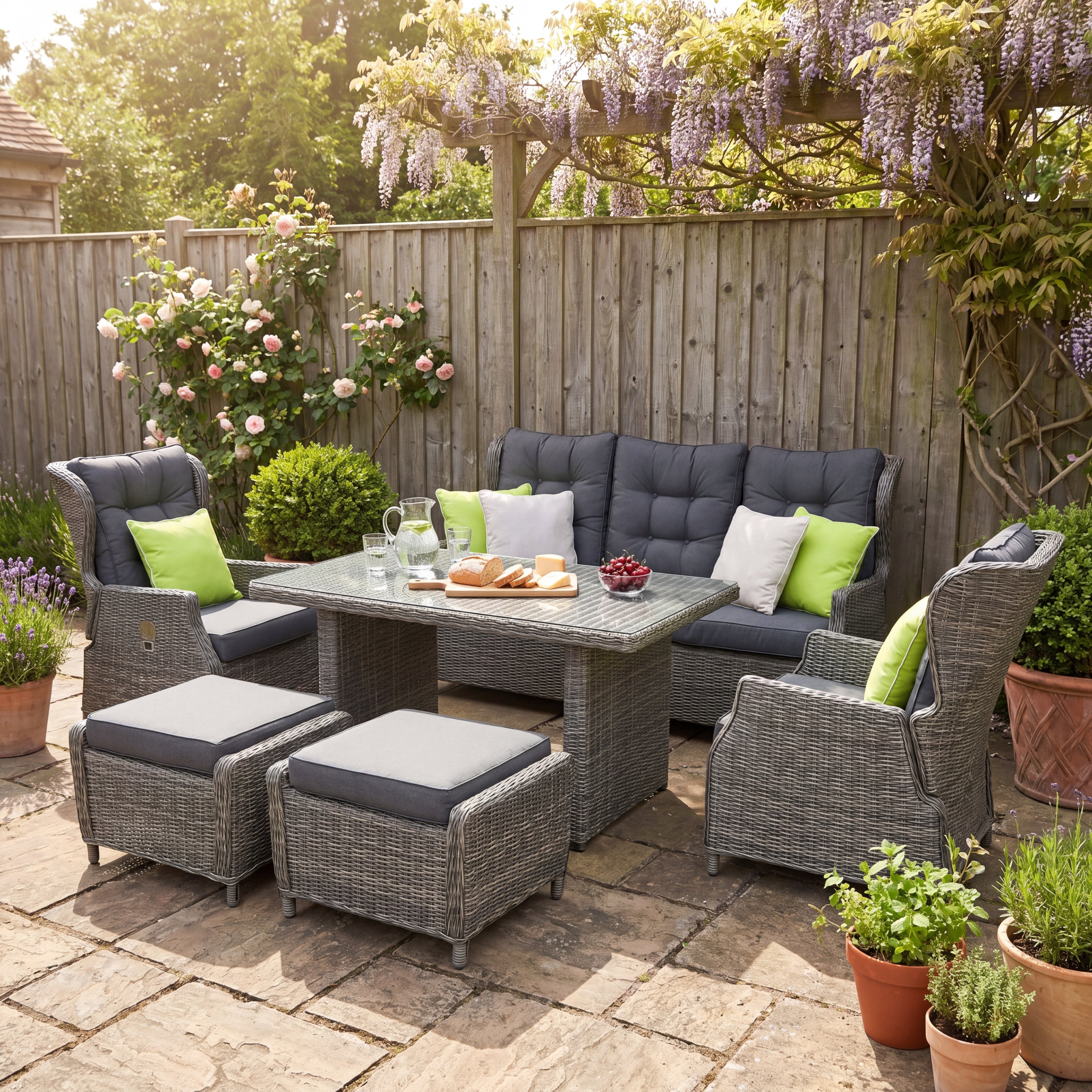 Barcelona Verstellbares Dining 3-Sitzer Loungeset - Kobo Grey