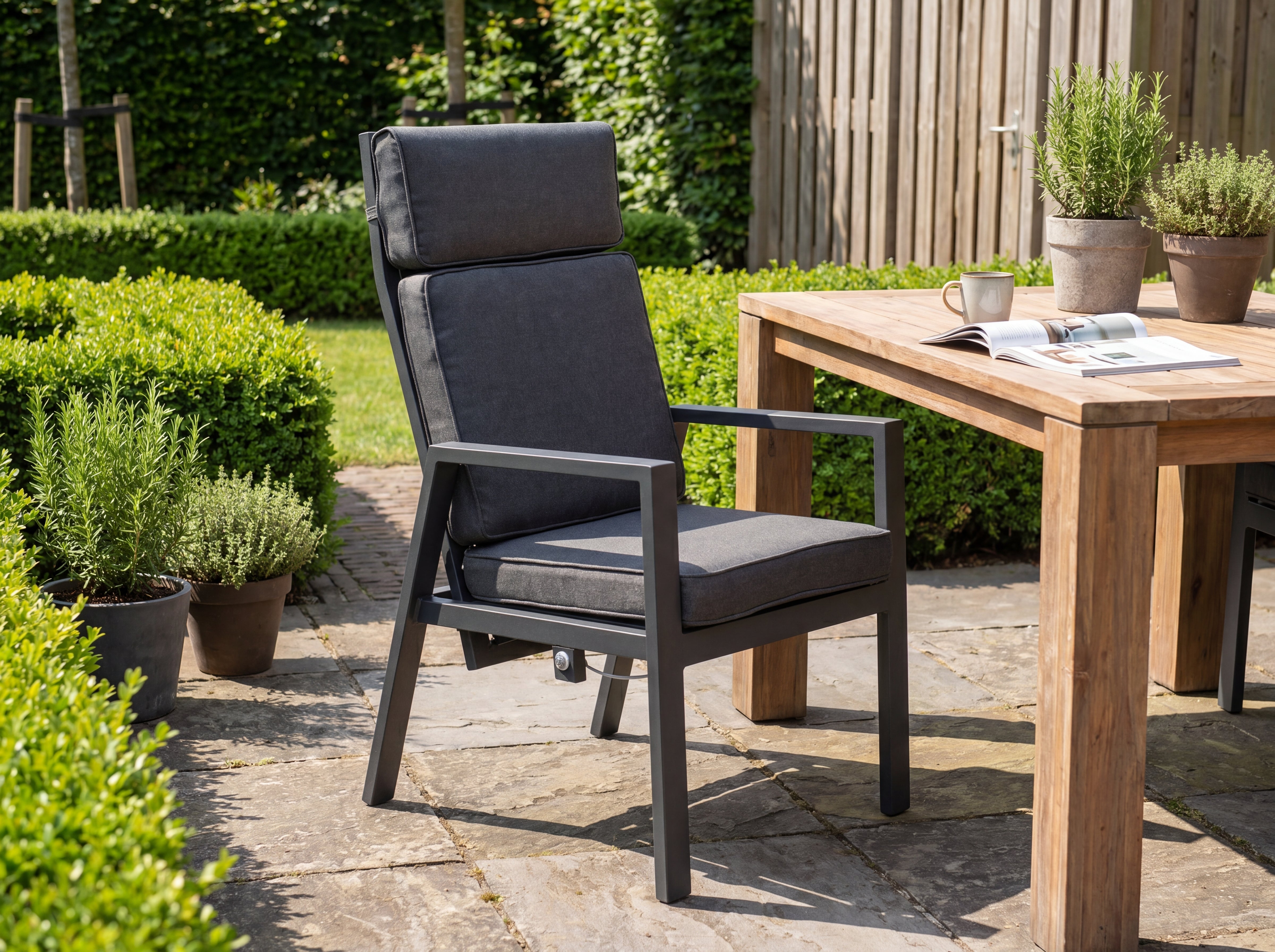 Birmingham Verstellbarer Gartenstuhl - Dark Grey, Aluminium