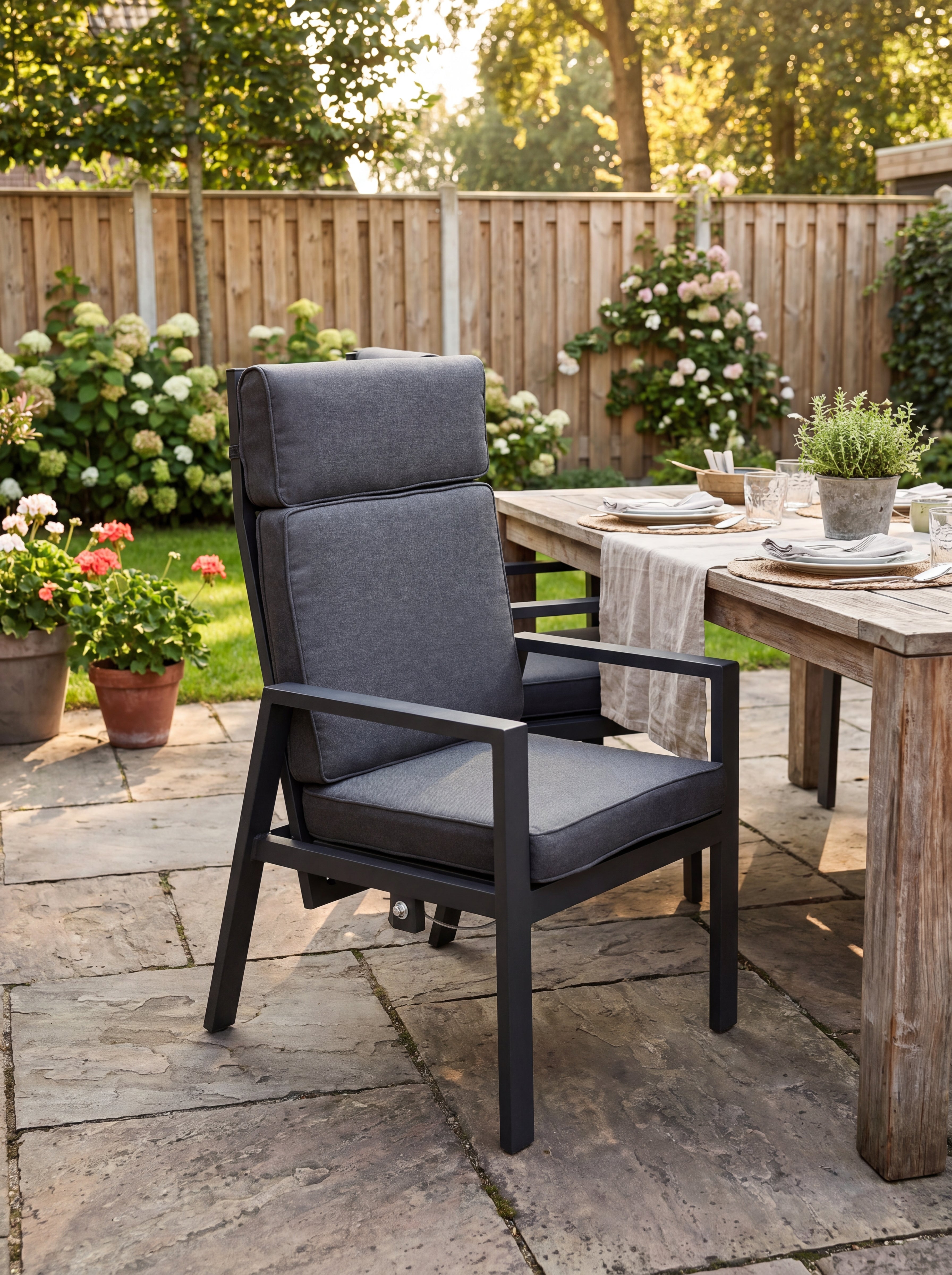 Birmingham Verstellbarer Gartenstuhl - Dark Grey, Aluminium