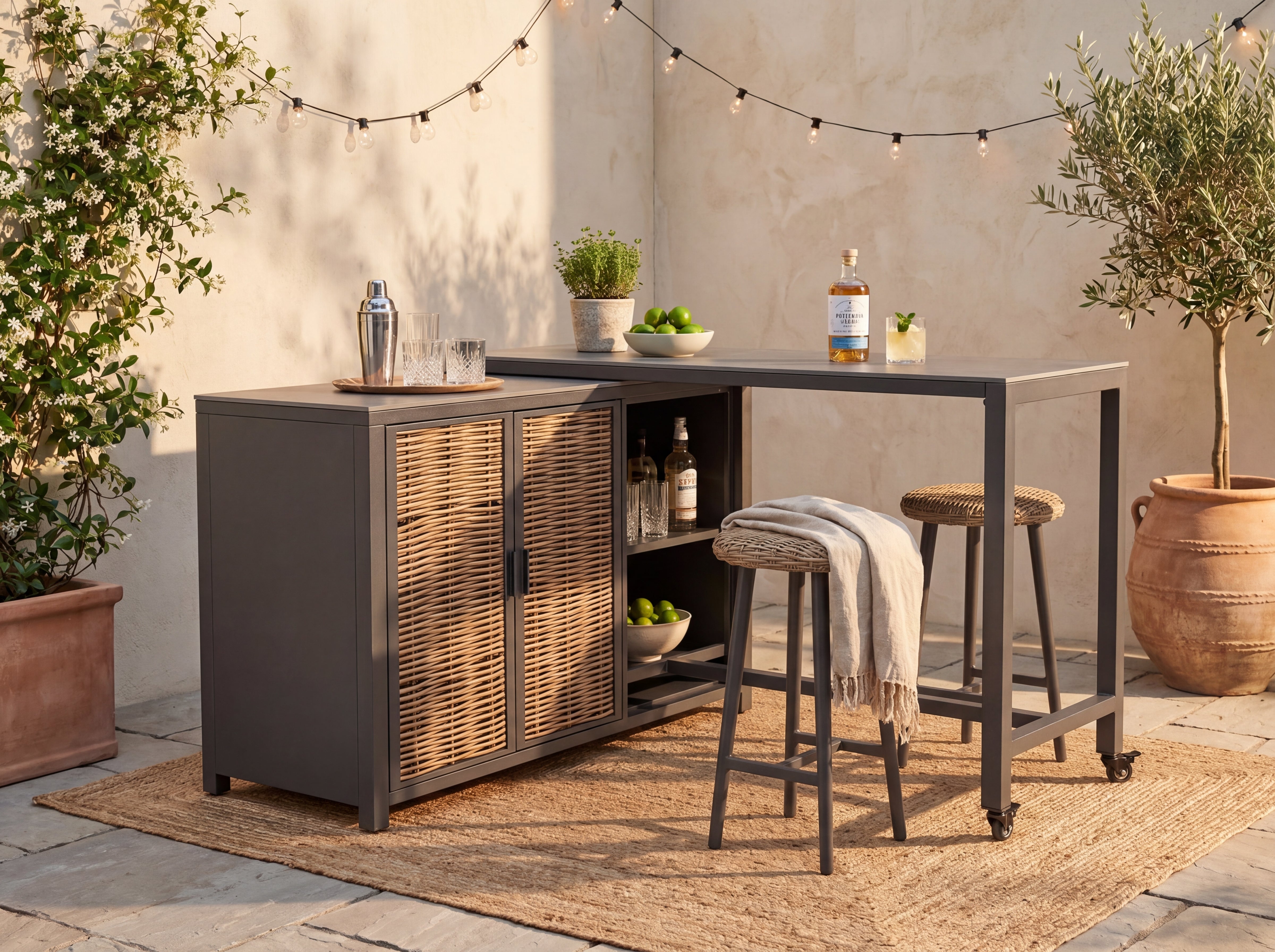 Marousi aluminium barset Dark Grey - opstelling - Outnest