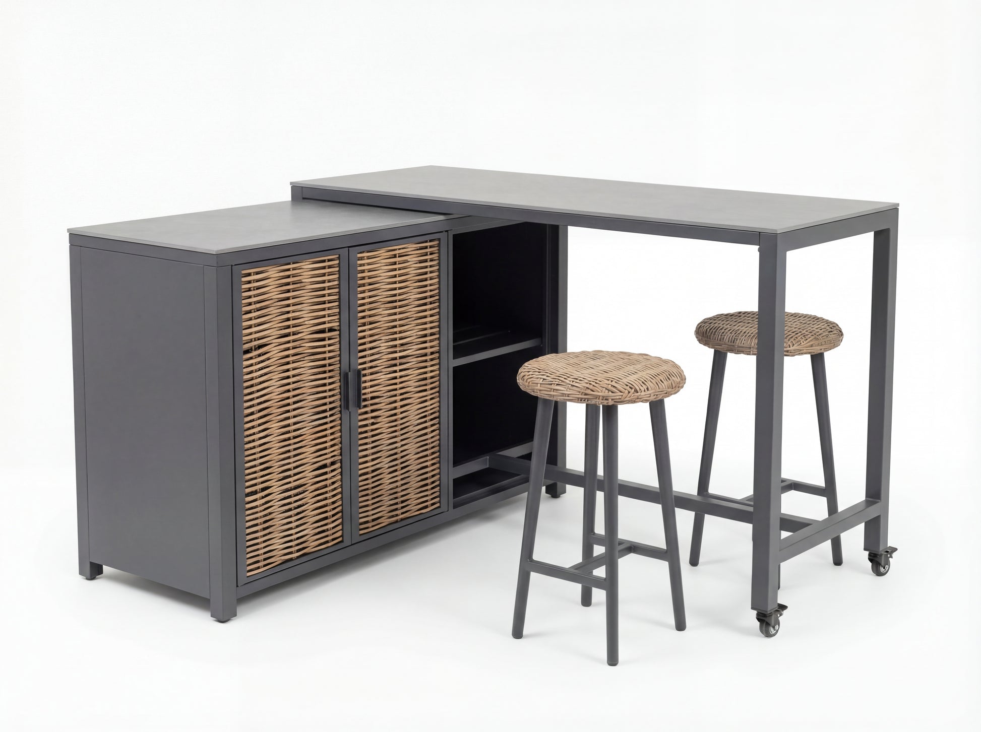 Marousi aluminium barset Dark Grey - vooraanzicht - Outnest
