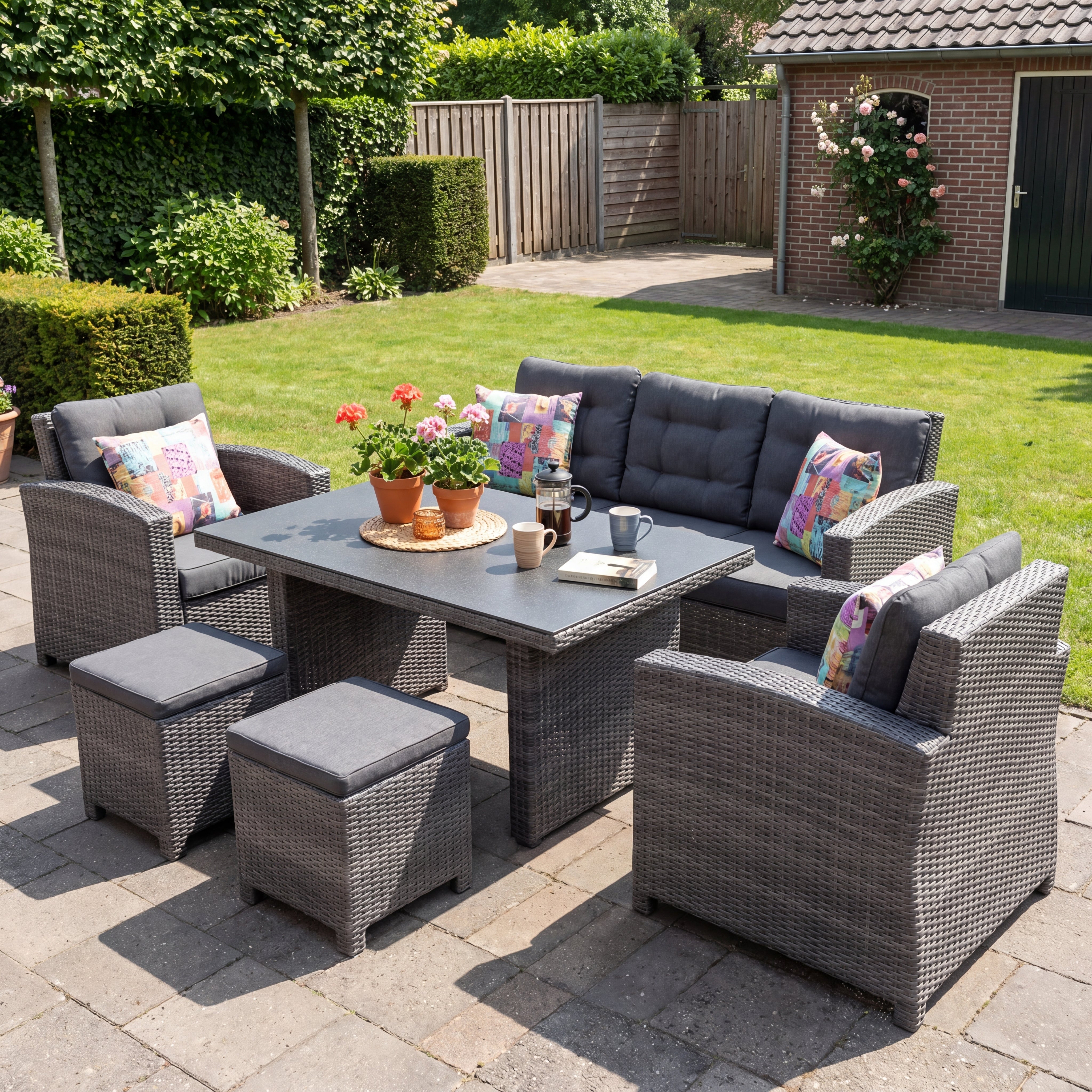 Minnesota Dining Loungeset - Spraystone / Dark Grey