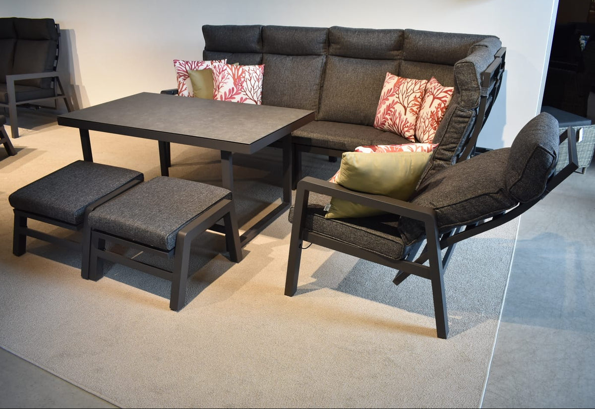 Atletico Lounge Dining Ecksofa mit Hocker - Dark Grey