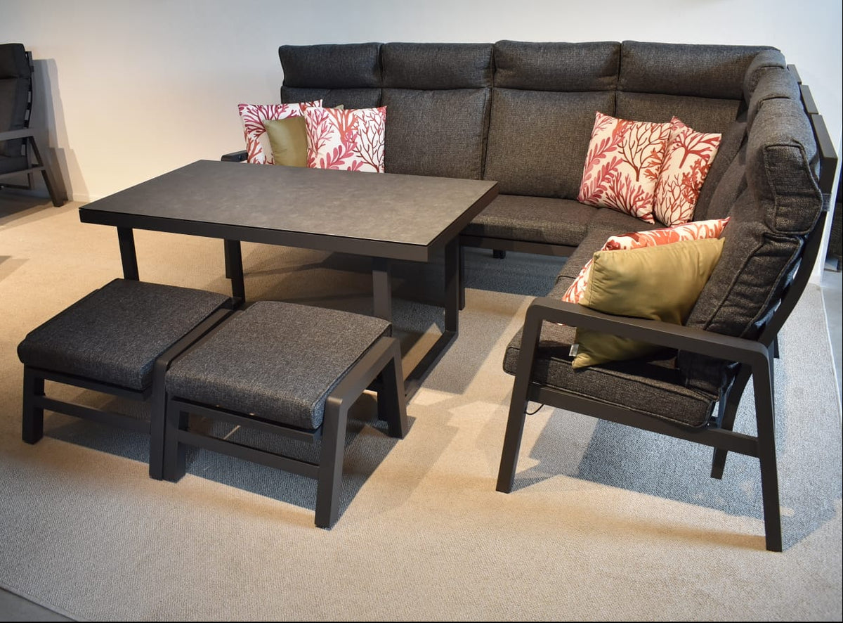 Atletico Lounge Dining Ecksofa mit Hocker - Dark Grey