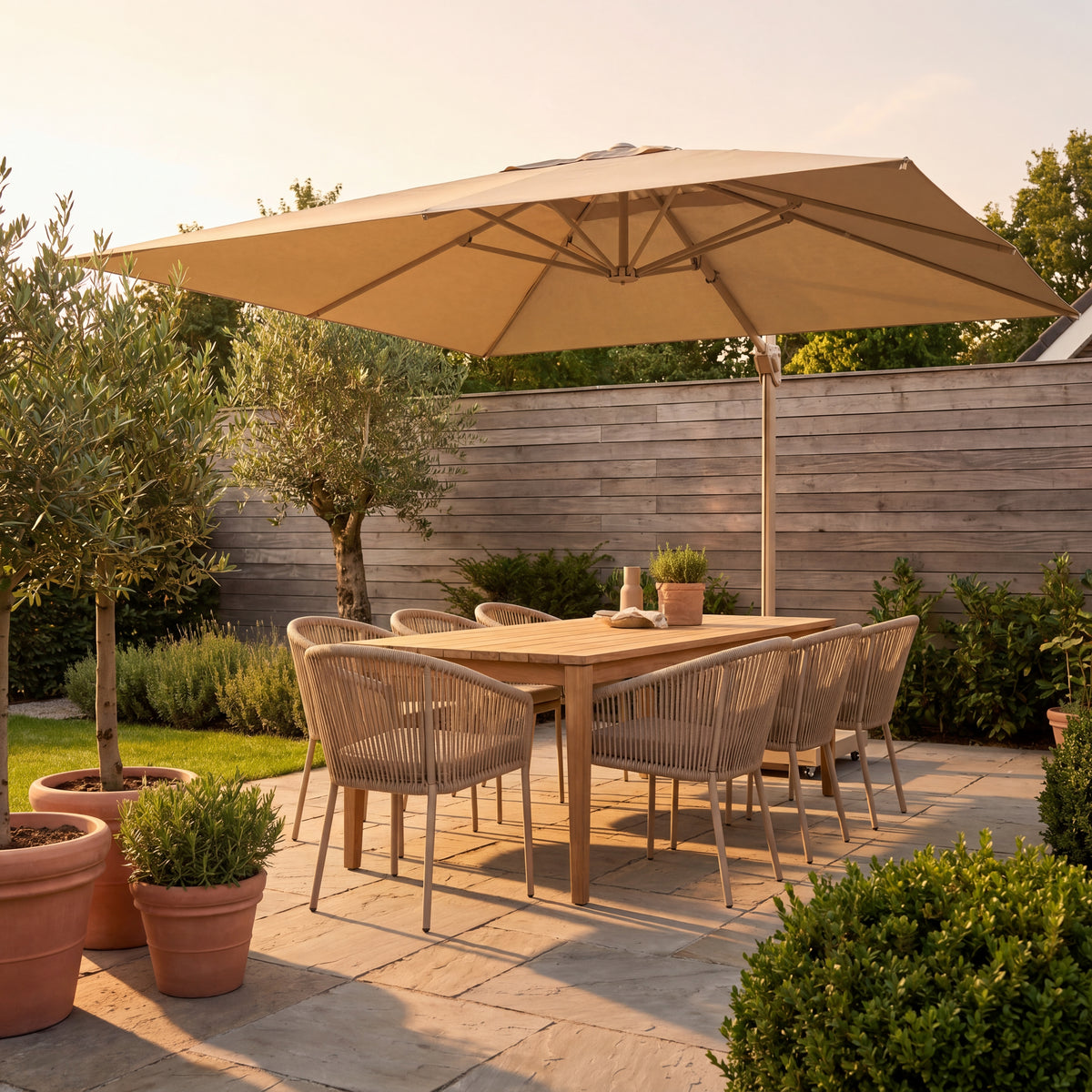 Ampelschirm 3 x 3 m - Platinum Challenger T2 - Sandstone Champagne