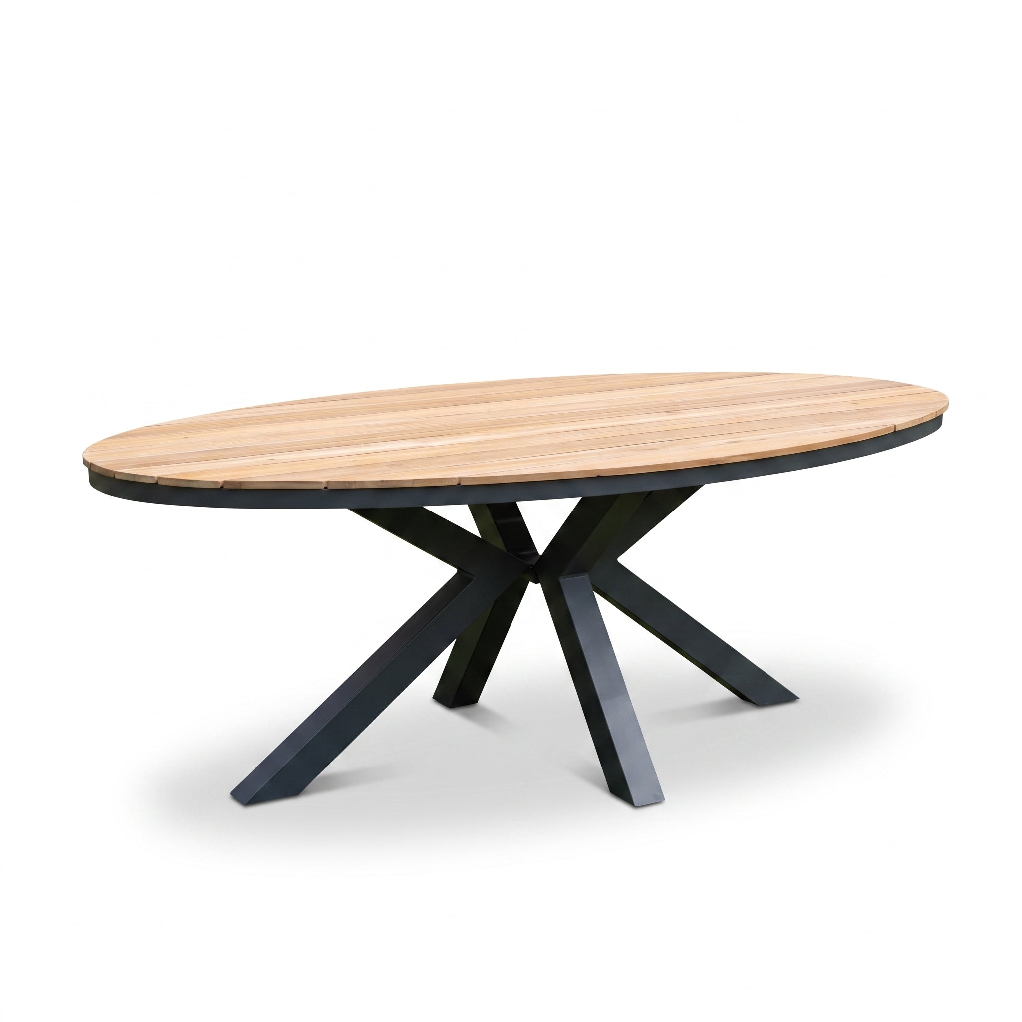 Akron Ovale Tuintafel 220 cm - Teak in einem stimmungsvollen Garten - Outnest Gartenmöbel