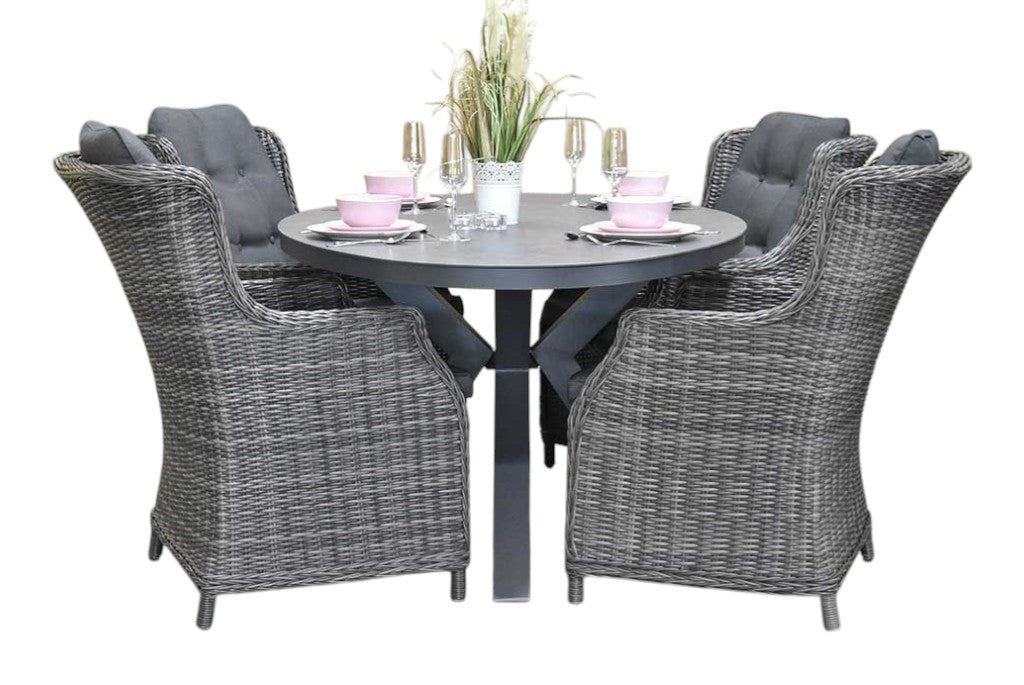 Akron-Darwin Tuinset 4 Personen - Keramisch blad / Kobo Grey