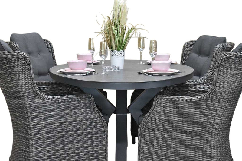 Akron-Darwin Tuinset 4 Personen - Keramisch blad / Kobo Grey