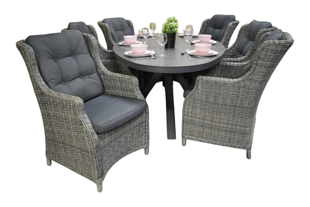 Akron-Darwin Tuinset 6 Personen - Keramisch blad / Kobo Grey