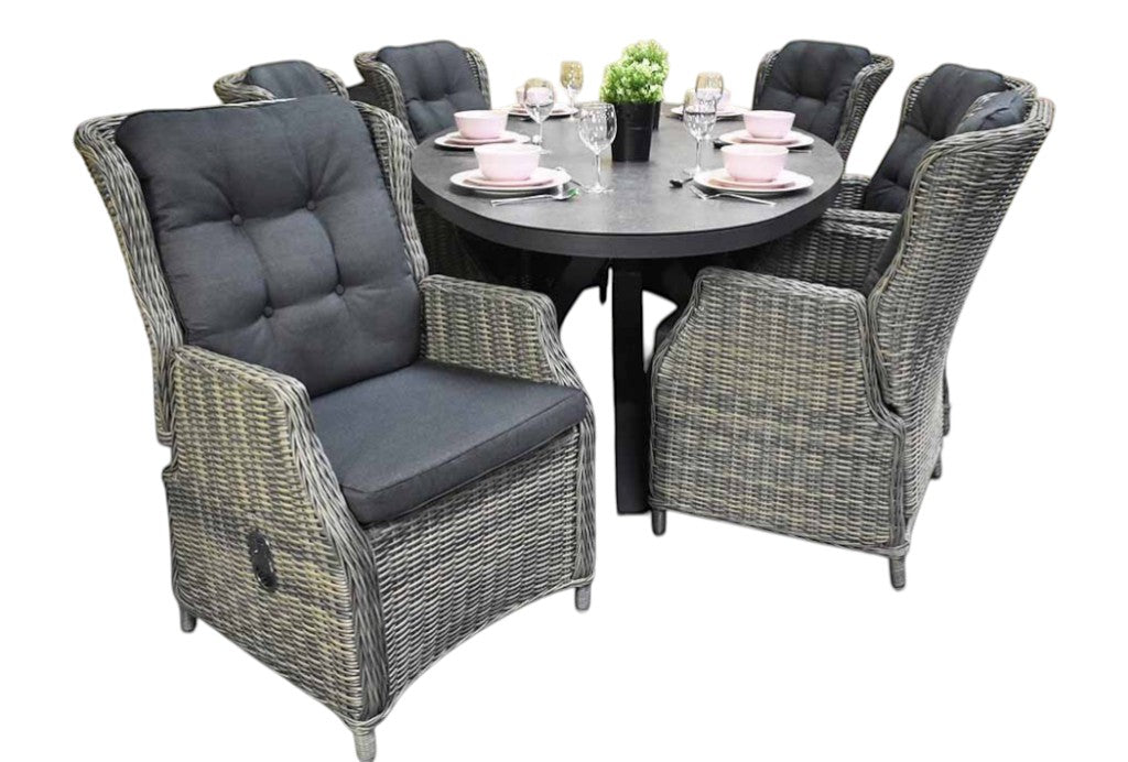 Akron-Darwin verstelbare Tuinset 6 Personen - Keramisch blad / Kobo Grey