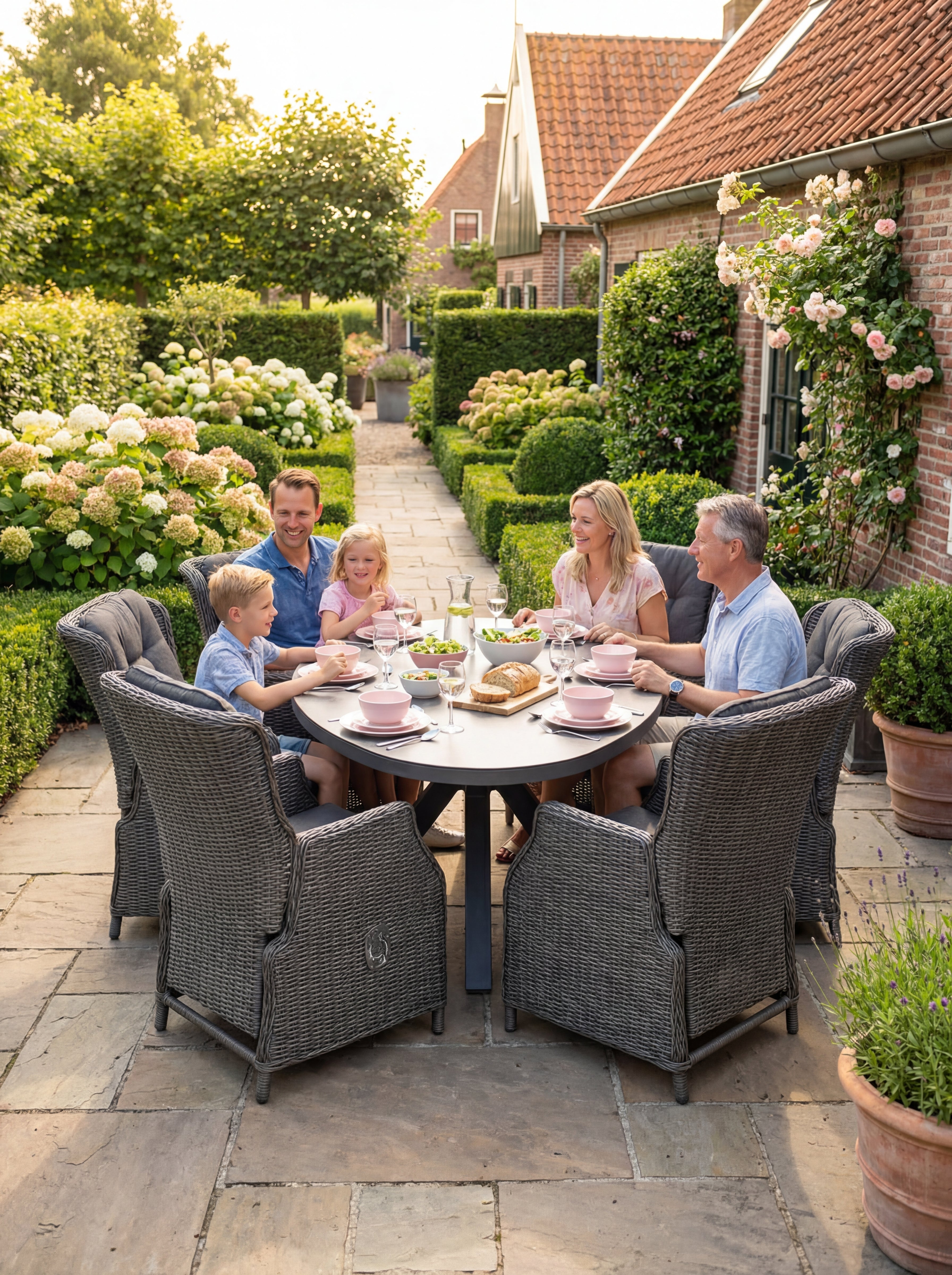 Akron-Darwin verstellbares Gartenset 6 Personen – Keramikplatte / Rock Grey