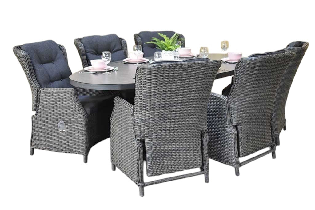 Akron-Darwin verstelbare Tuinset 6 Personen - Keramisch blad / Rock Grey