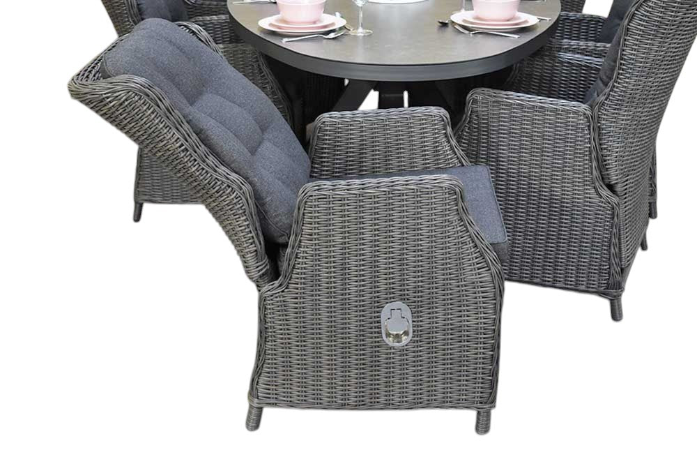 Akron-Darwin verstelbare Tuinset 6 Personen - Keramisch blad / Rock Grey