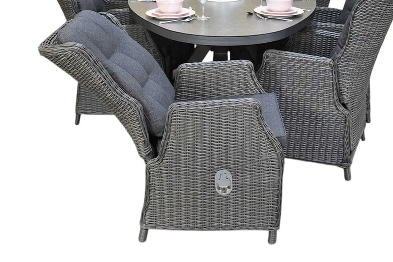 Akron-Darwin verstelbare Tuinset 6 Personen - Keramisch blad / Rock Grey