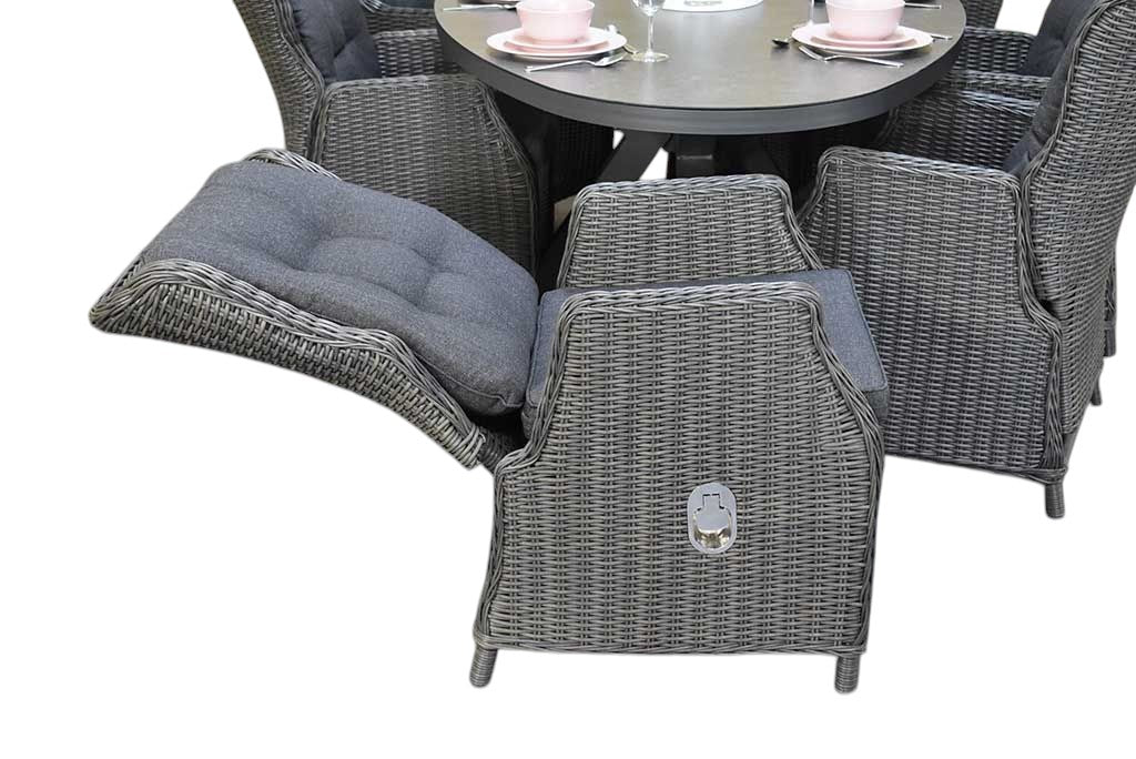 Akron-Darwin verstelbare Tuinset 6 Personen - Keramisch blad / Rock Grey