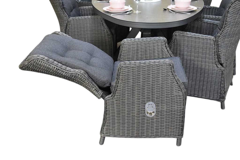 Akron-Darwin verstelbare Tuinset 6 Personen - Keramisch blad / Rock Grey