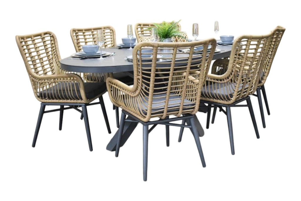 Akron-Alba Tuinset 6 Personen - Keramisch blad / Bamboo