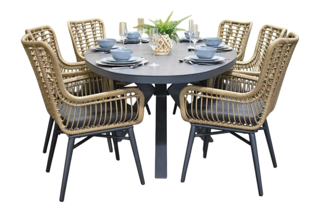 Akron-Alba Tuinset 6 Personen - Keramisch blad / Bamboo