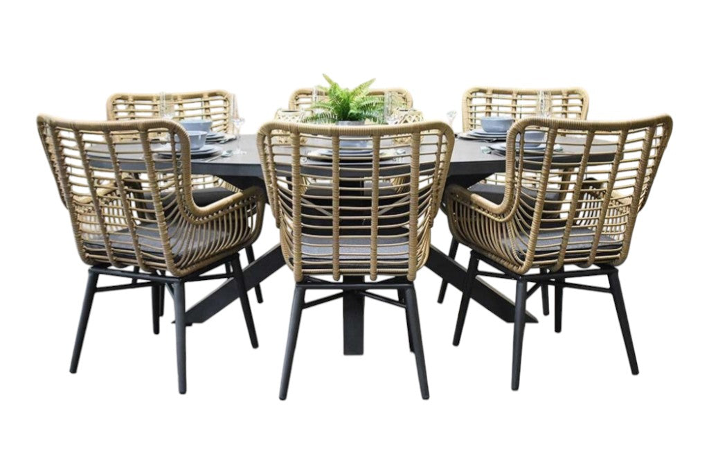 Akron-Alba Tuinset 6 Personen - Keramisch blad / Bamboo