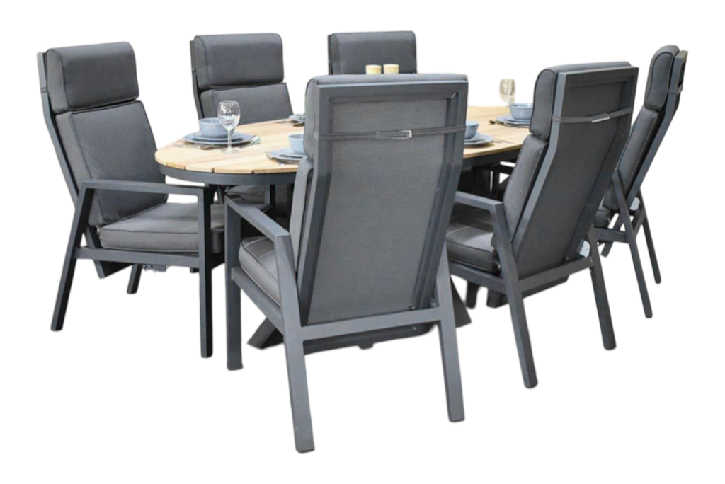 Akron-Birmingham verstelbare Tuinset 6 Personen - Teak