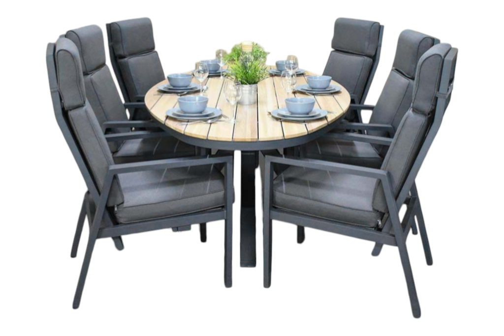 Akron-Birmingham verstelbare Tuinset 6 Personen - Teak