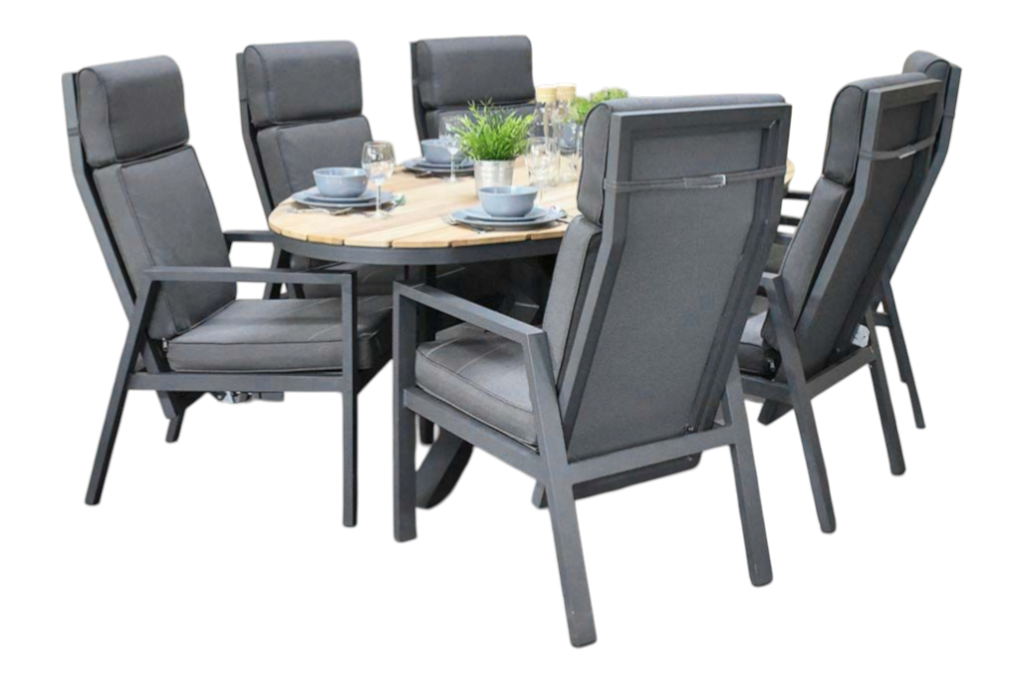 Akron-Birmingham verstelbare Tuinset 6 Personen - Teak