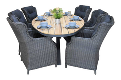Akron-Darwin Tuinset 6 Personen - Teak / Rock Grey