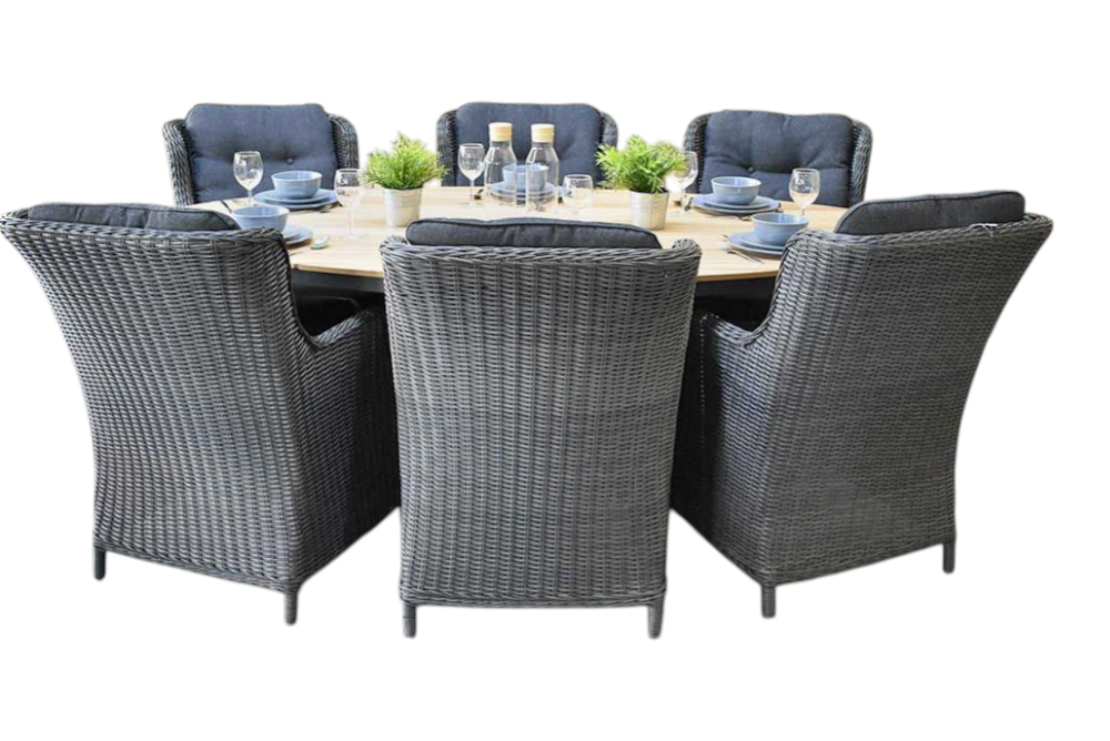 Akron-Darwin Tuinset 6 Personen - Teak / Rock Grey