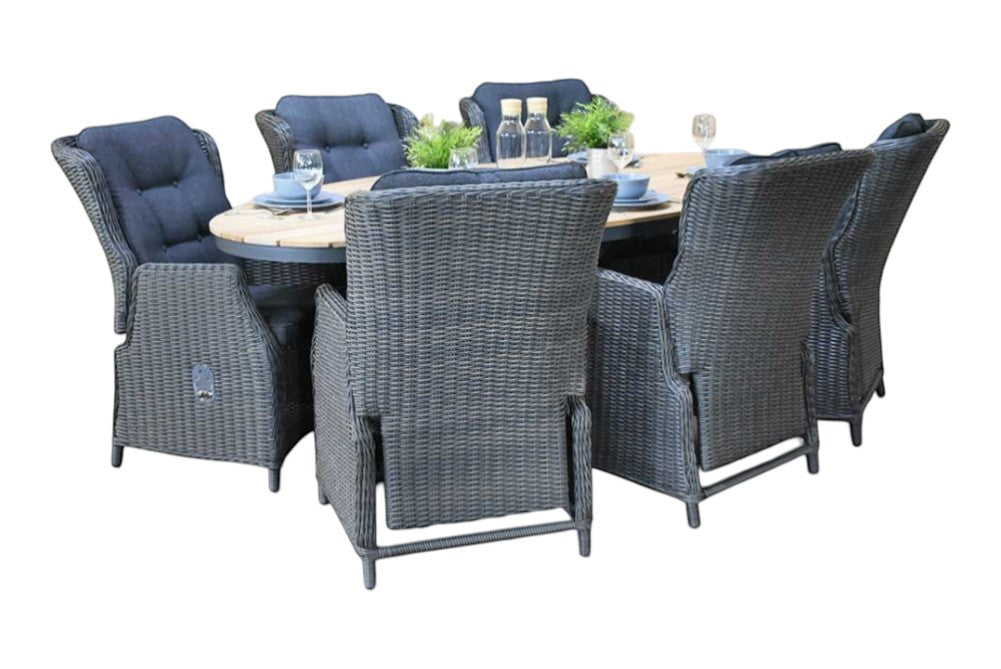Akron-Darwin verstelbare Tuinset 6 Personen - Teak / Rock Grey