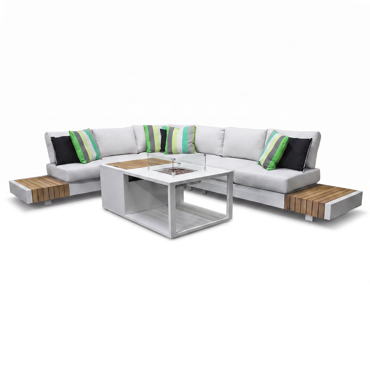 Athene Hoek Loungeset - White / Ja / Links in einem stimmungsvollen Garten - Outnest Gartenmöbel
