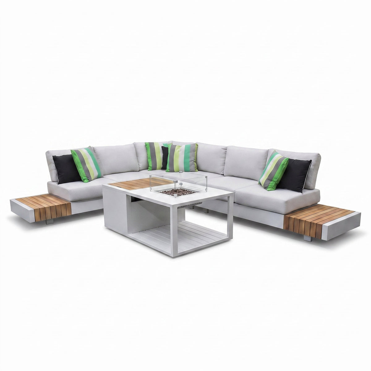 Athene Hoek Loungeset - White / Ja / Links in einem stimmungsvollen Garten - Outnest Gartenmöbel