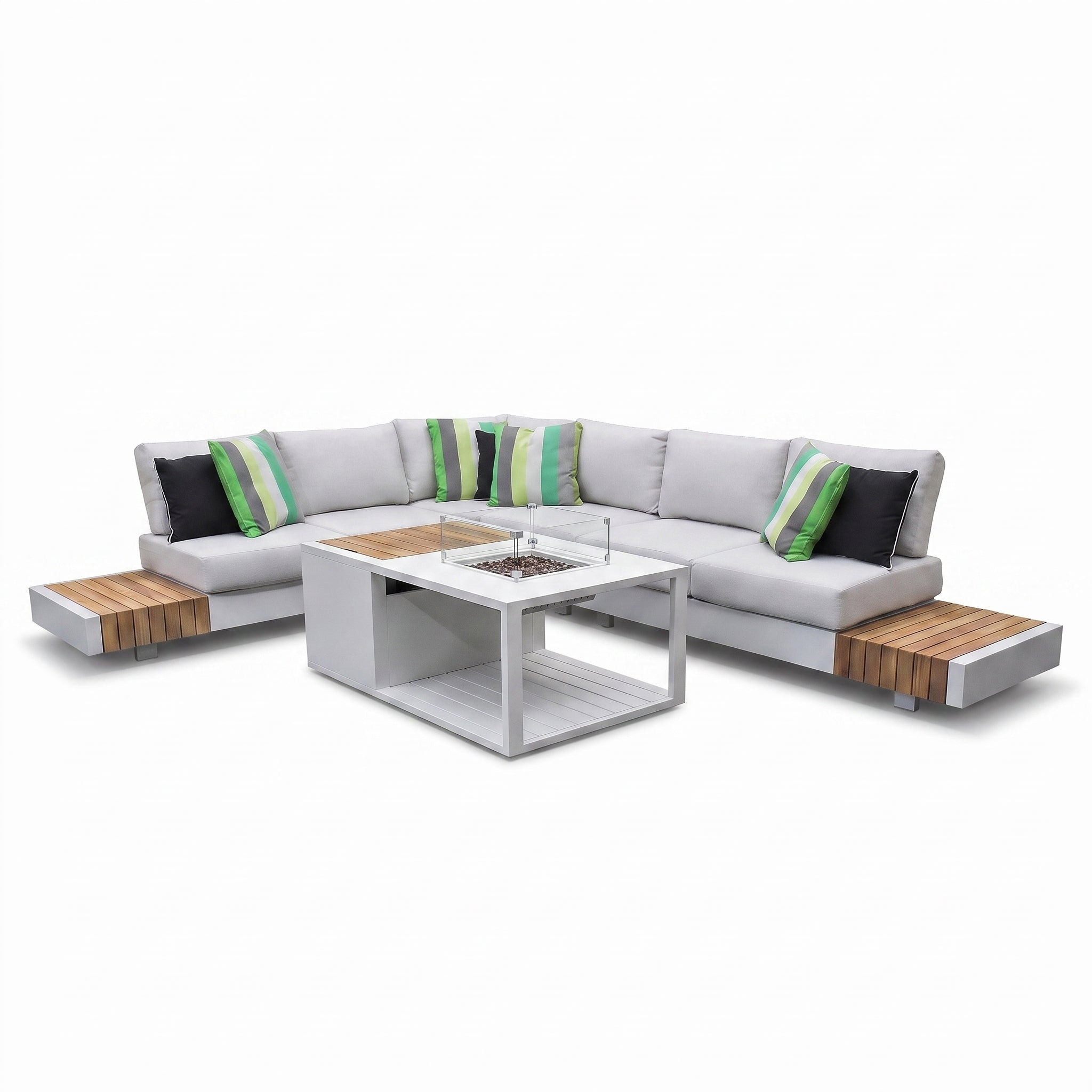 Athene Hoek Loungeset - White / Ja / Links in einem stimmungsvollen Garten - Outnest Gartenmöbel