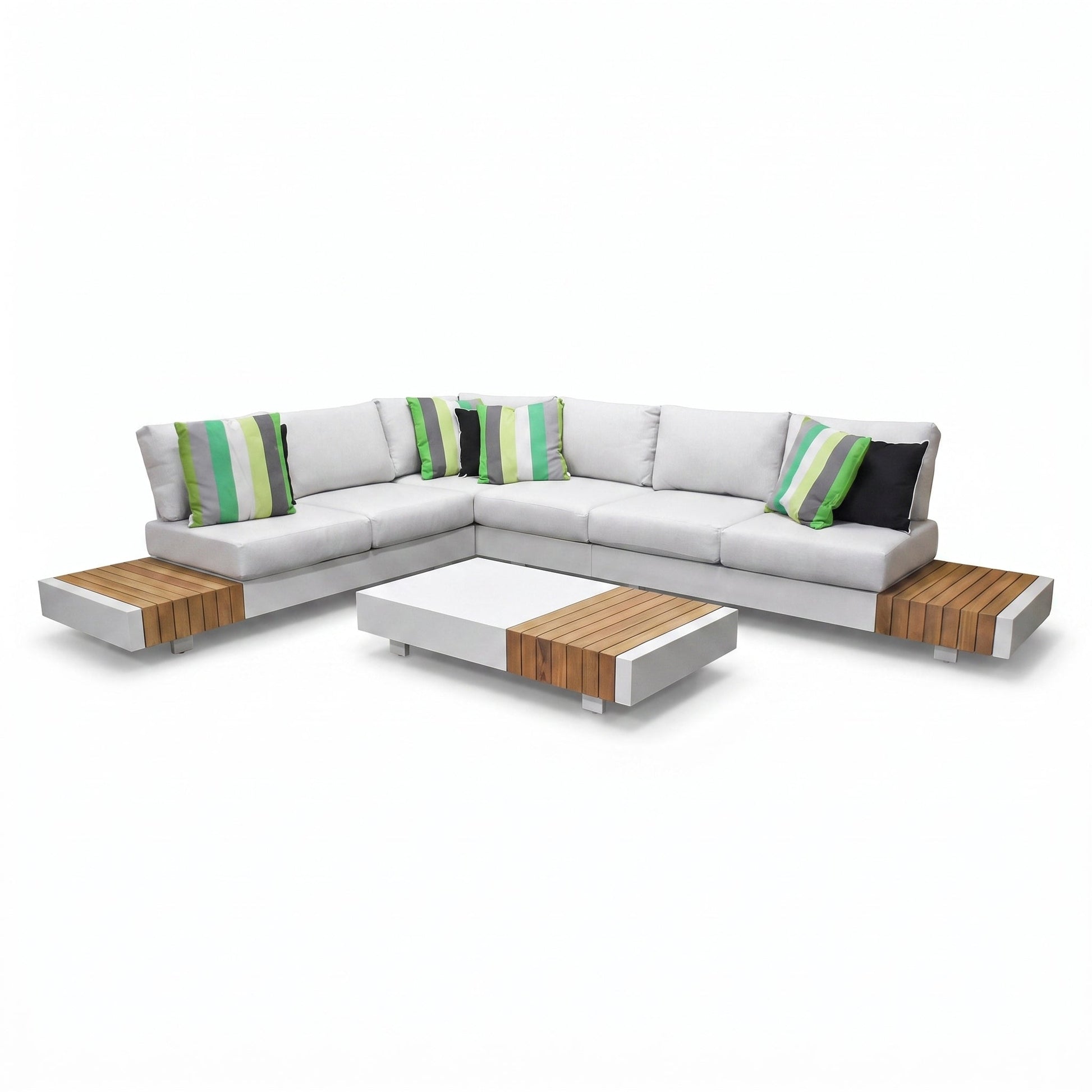 Athene Hoek Loungeset - White / Links in einem stimmungsvollen Garten - Outnest Gartenmöbel