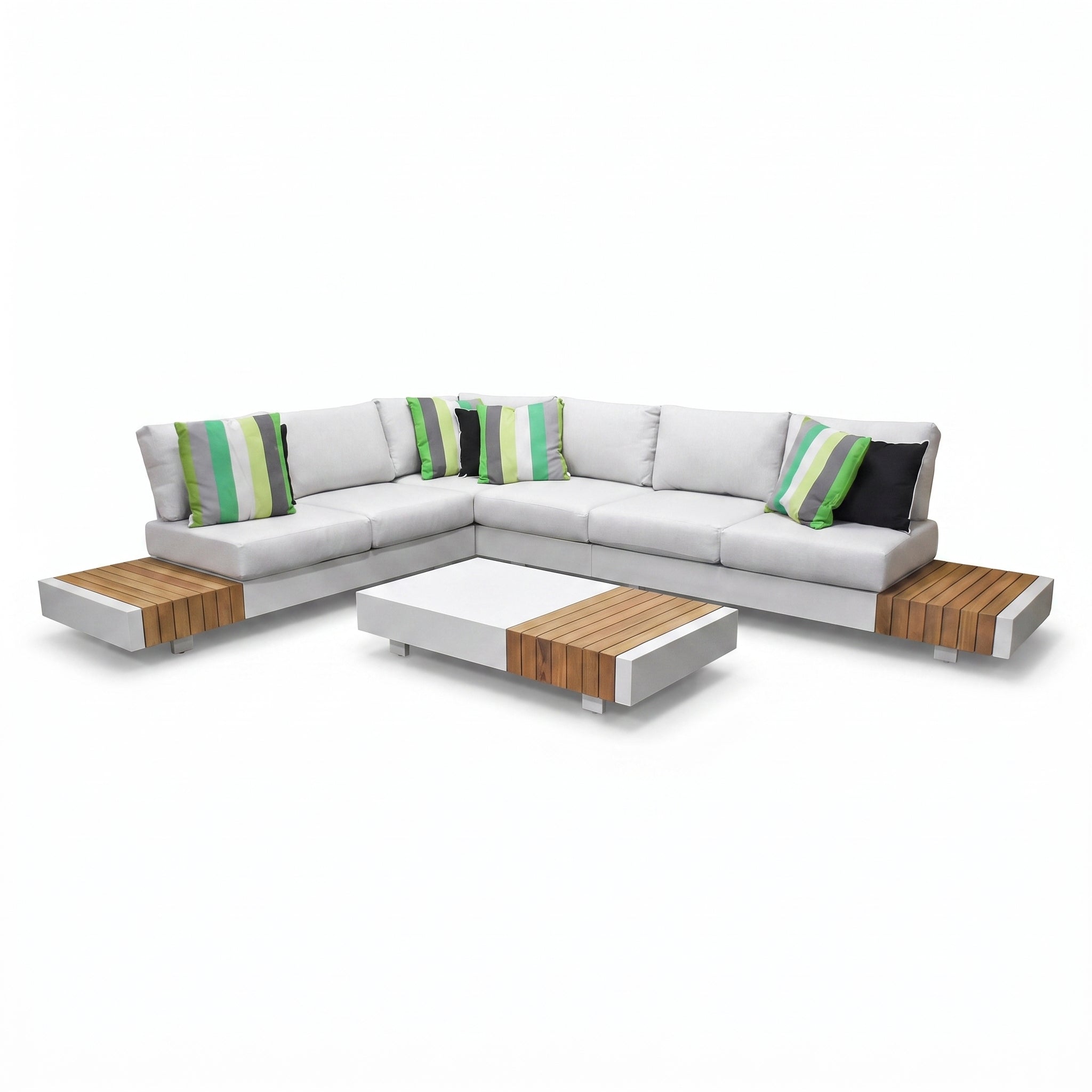 Athene Hoek Loungeset - White / Links in einem stimmungsvollen Garten - Outnest Gartenmöbel