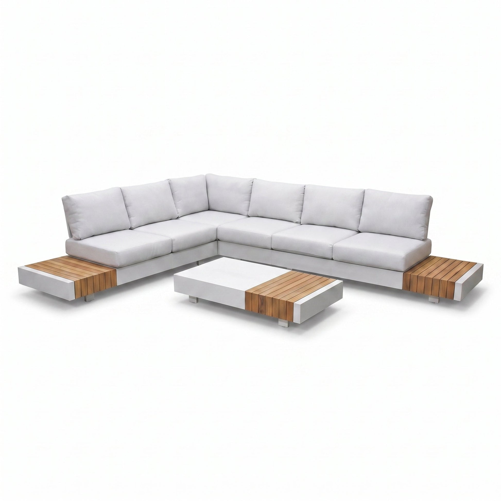 Athene Hoek Loungeset - White / Links in einem stimmungsvollen Garten - Outnest Gartenmöbel
