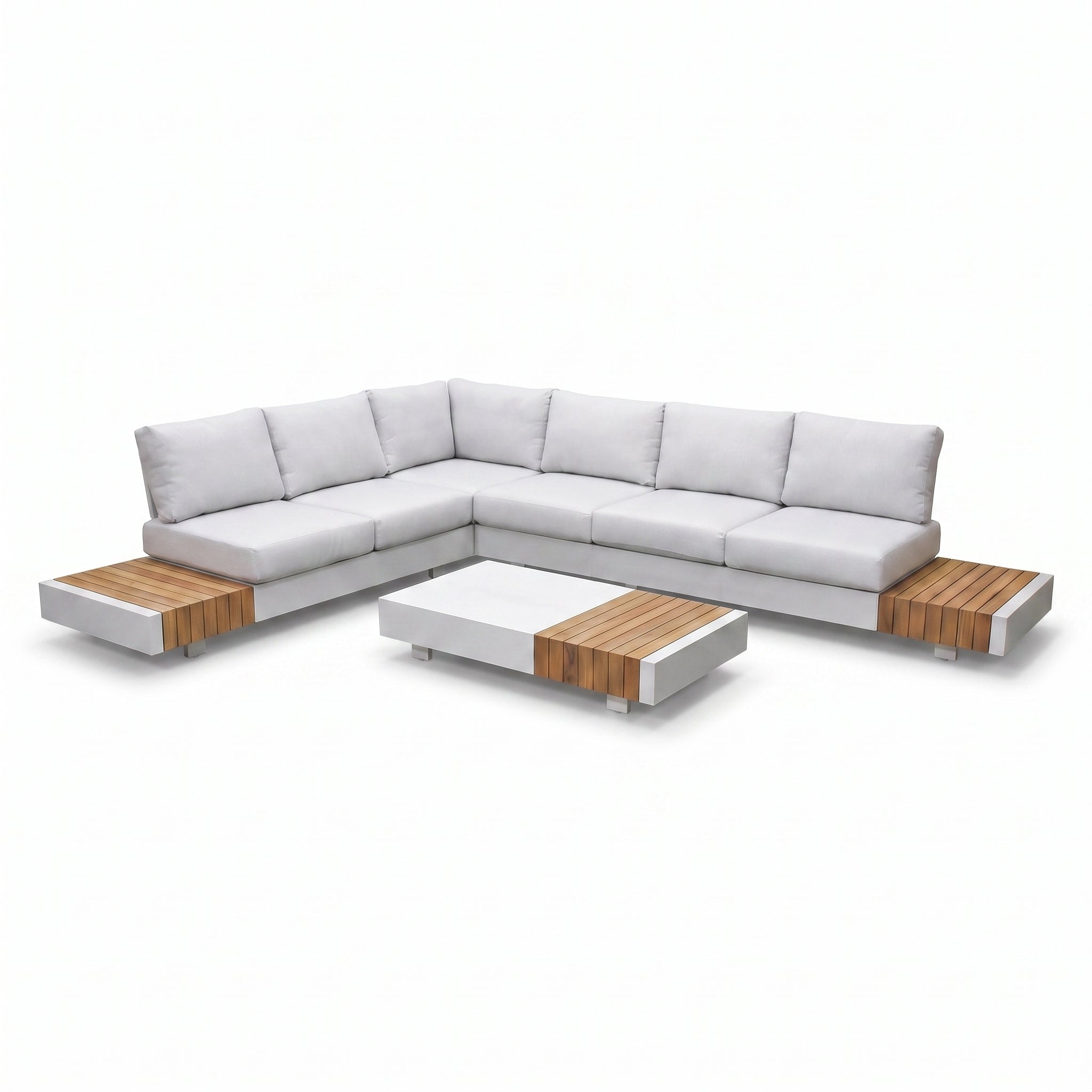 Athene Hoek Loungeset - White / Links in einem stimmungsvollen Garten - Outnest Gartenmöbel