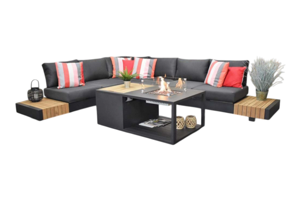 Athene Hoek Loungeset - Black / Ja / Rechts