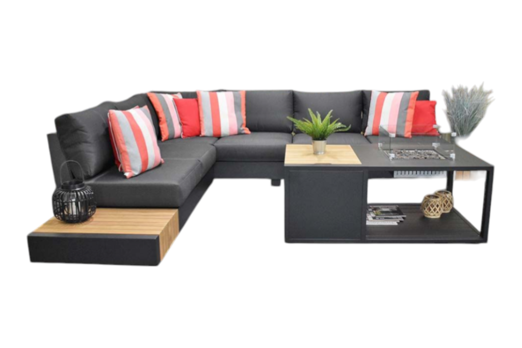 Athene Hoek Loungeset - Black / Ja / Rechts
