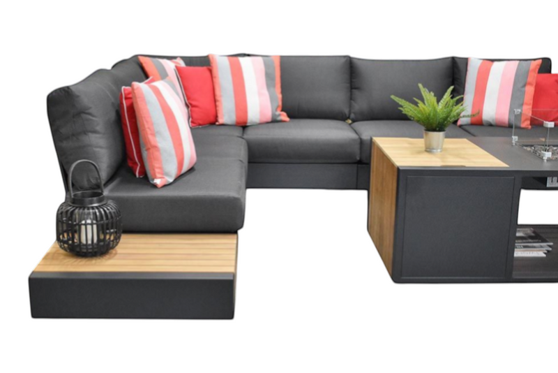 Athene Hoek Loungeset - Black / Ja / Rechts