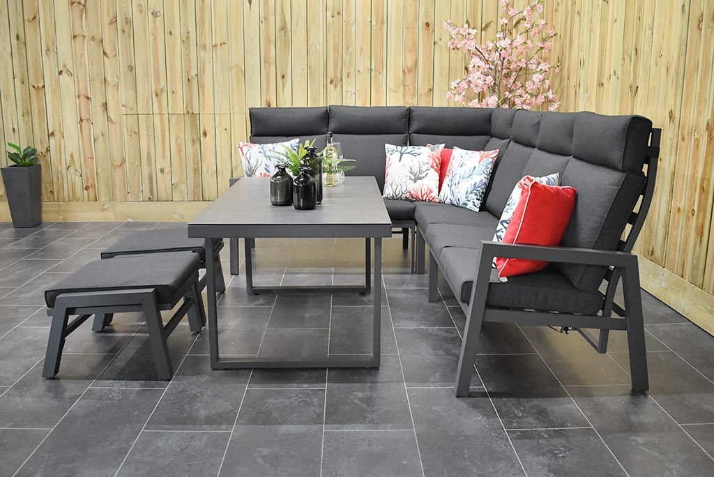 Atletico lounge dining hoekbank Dark Grey - zijaanzicht - Outnest
