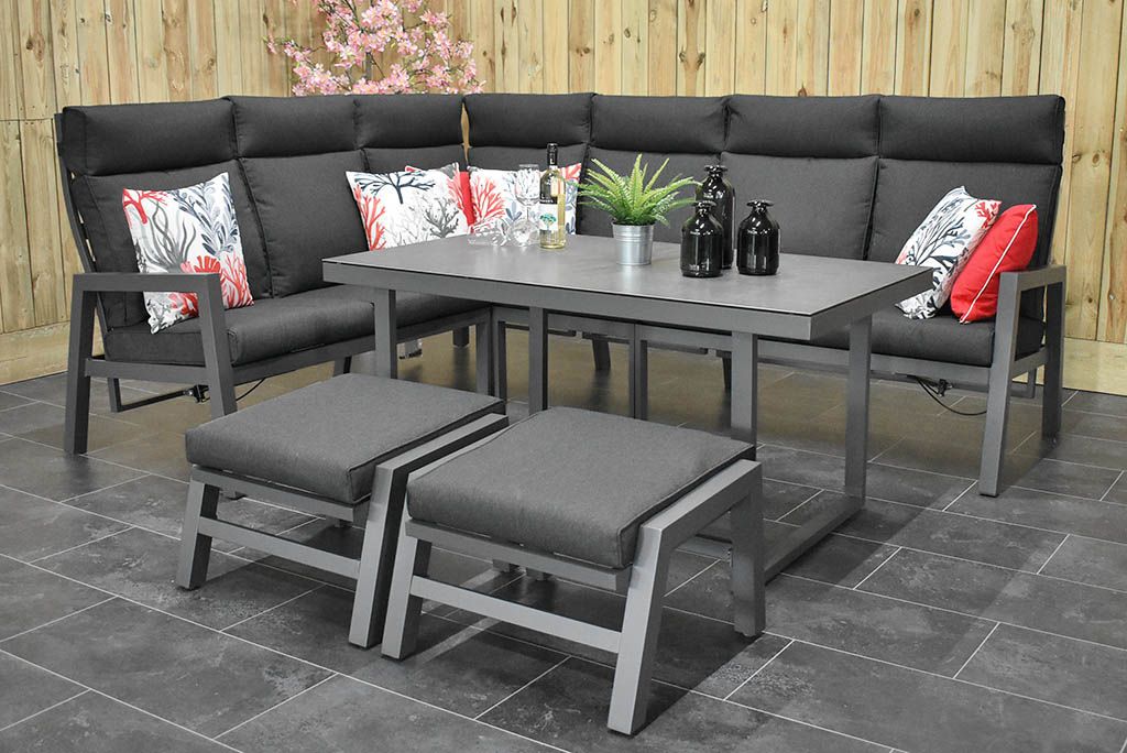 Atletico lounge dining hoekbank Dark Grey - tafeldetail - Outnest