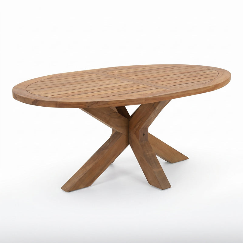 Balok ovaler Gartentisch 200 cm Teak Natural - Studio Shot - Outnest Gartenmöbel