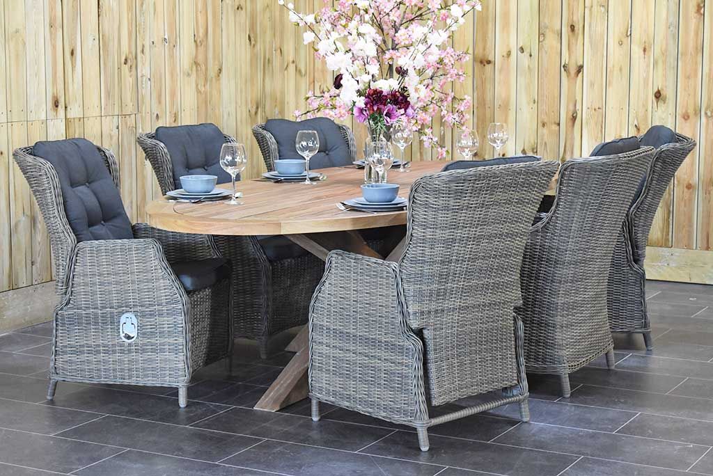 Balok Darwin tuinset 6 personen teak Kobo Grey - afbeelding 4 - Outnest