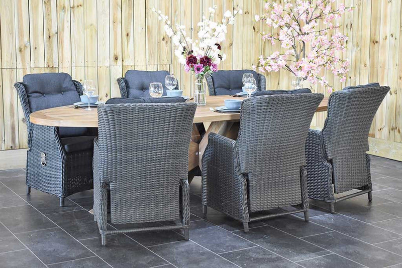 Balok Darwin tuinset 6 personen teak Rock Grey - vooraanzicht - Outnest