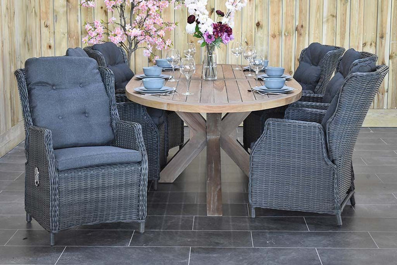 Balok Darwin tuinset 6 personen teak Rock Grey - afbeelding 6 - Outnest