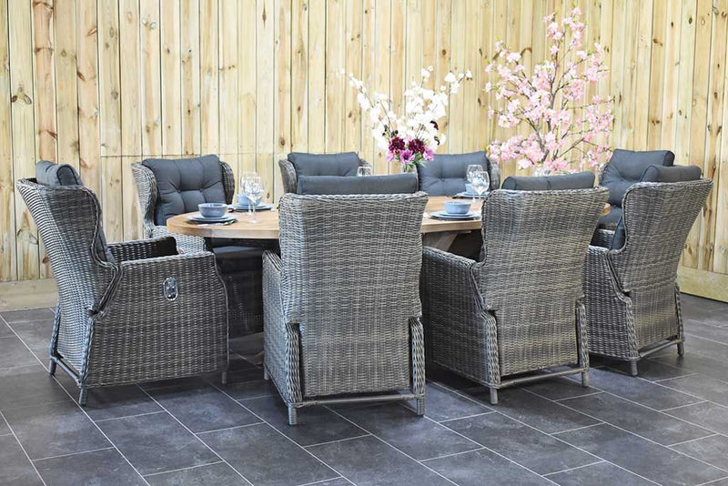 Balok Barcelona tuinset 8 personen teak Kobo Grey - vooraanzicht - Outnest