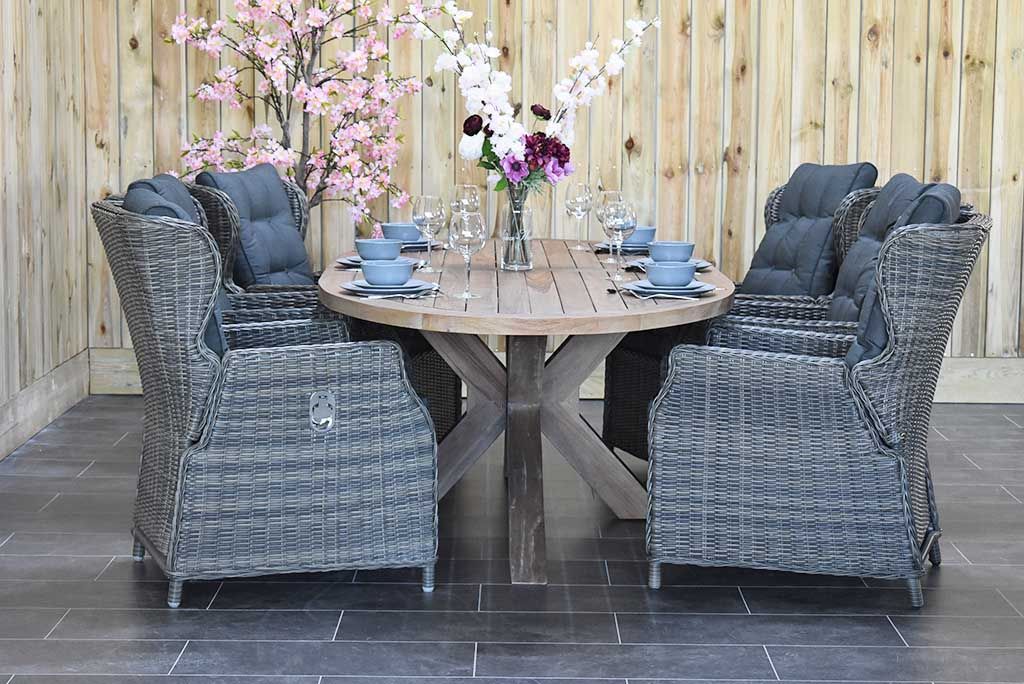 Balok Barcelona tuinset 8 personen teak Kobo Grey - afbeelding 4 - Outnest