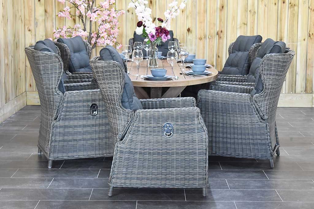 Balok Barcelona tuinset 8 personen teak Kobo Grey - afbeelding 6 - Outnest