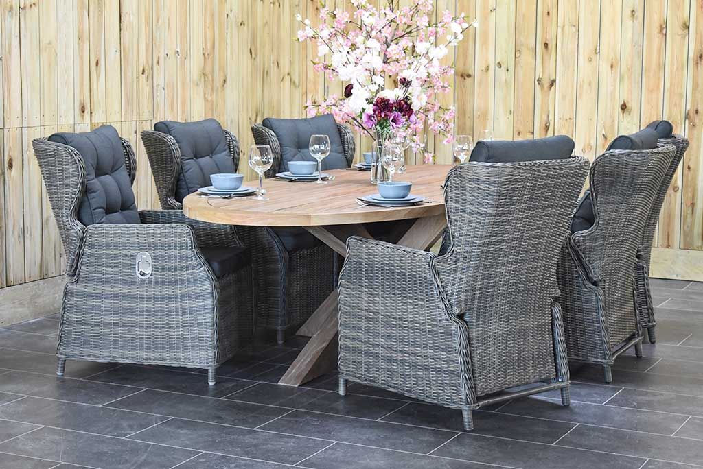 Balok Barcelona tuinset 6 personen teak Kobo Grey - afbeelding 4 - Outnest